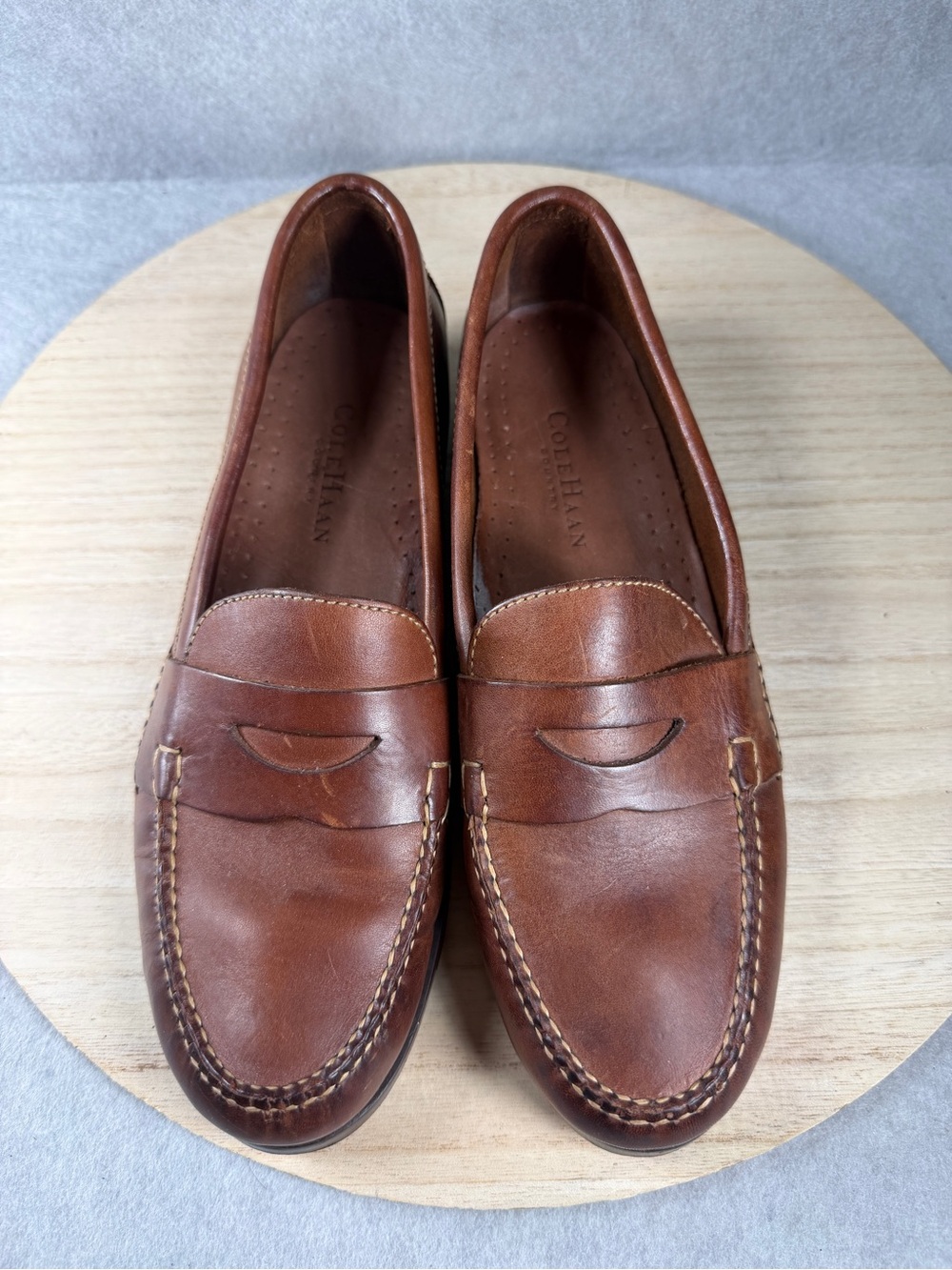 Cole Haan Country Women's 8.5 B Brown Leather Penny Loafers Dress Shoes PGC - Picture 2 of 9